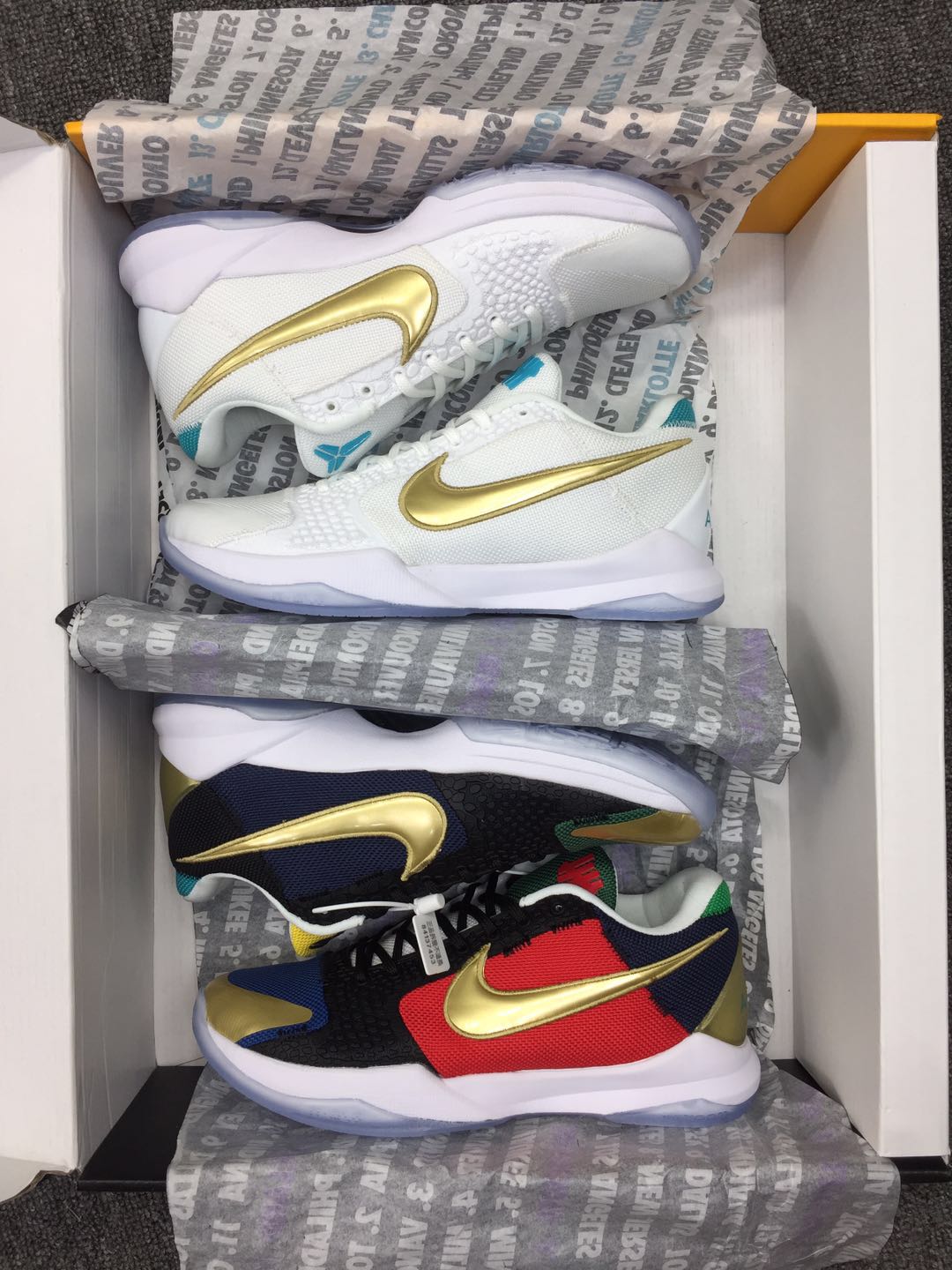 New Nike Kobe 5 Champion Black Gold And White Gold Pack